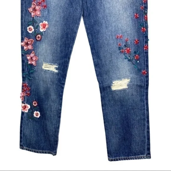 Juicy Couture Black Label Embellished Floral Cherry Blossom Boyfriend Jeans NWT